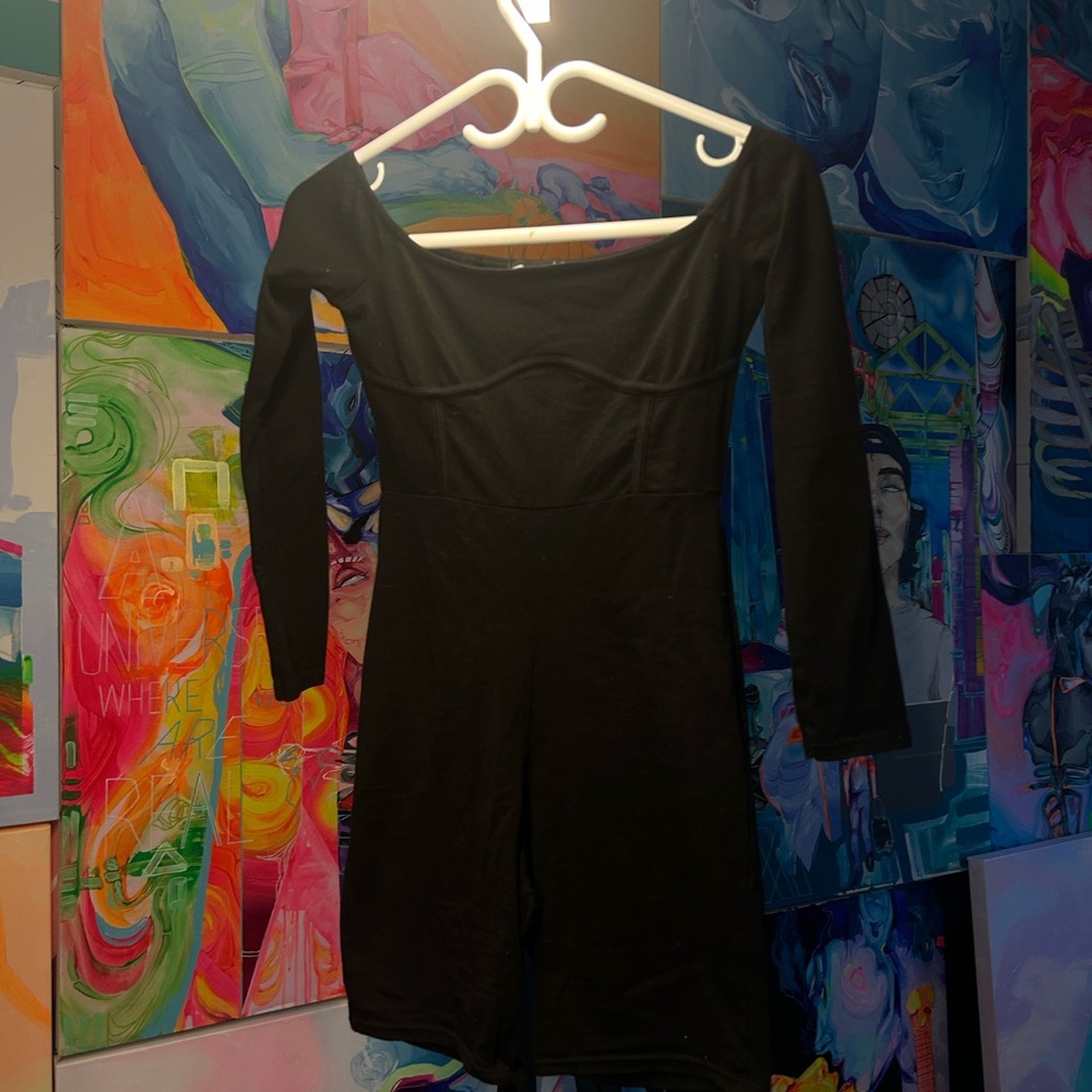 PRETTY LITTLE THING Black Off-Shoulder Romper